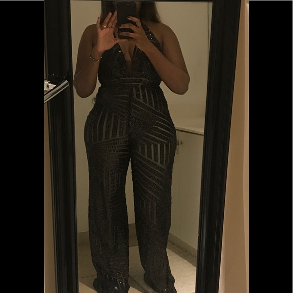 FEMME FATALE SEQUIN JUMPSUIT - BLACK (CUSTOM) - Picture 4 of 6